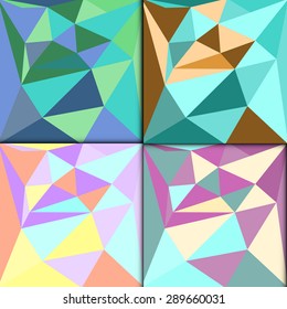 Set of four backgrounds with polygons. Abstract triangle pattern, abstract triangle background, abstract triangle texture with polygons. Stock vector.