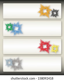 Set of four backgrounds with stars of different colors