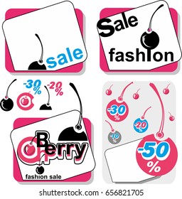 Set of four backgrounds for summer sales. The inscription about fashion sale to price tags, cards, posters, business cards, postcards, stamps, envelopes to print on fabric.