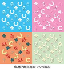 Set of four backgrounds symbols of good fortune.