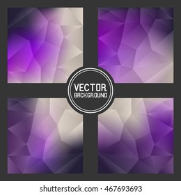 Set of four backgrounds of triangles and blurred in one color. It can be used for banners, flyers, covers, signage in a contemporary style.