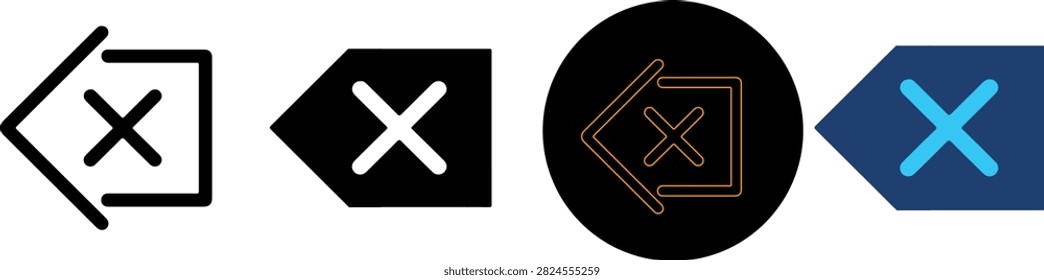 Set Of Four Backspace Key Icons
