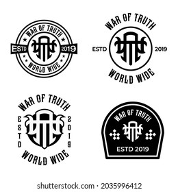 set of four badge emblems, monogram set, logo set, in four style