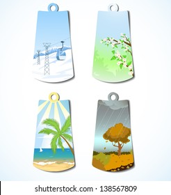 Set of four badges with seasonal backgrounds, eps10