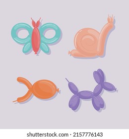 set of four balloons animals