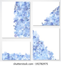 set of four banners, abstract headers with blue blots vector