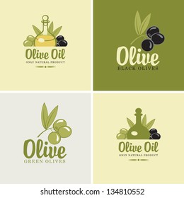 set of four banners on the theme of olives and oil