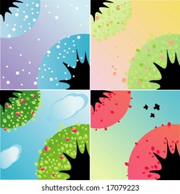 set of four banners of seasons