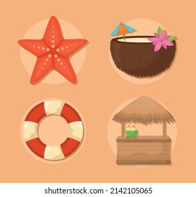 set of four beach items