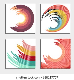 Set of four beautiful abstract backgrounds. Abstract flash light circles. Vector illustration.