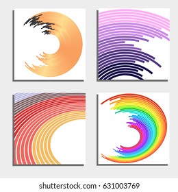 Set of four beautiful abstract backgrounds. Abstract flash light circles. Vector illustration.
