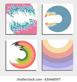 Set of four beautiful abstract backgrounds. Abstract flash light circles. Vector illustration.