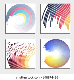 Set of four beautiful abstract backgrounds. Abstract flash light circles. Vector illustration.
