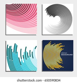 Set of four beautiful abstract backgrounds. Abstract flash light circles. Vector illustration.
