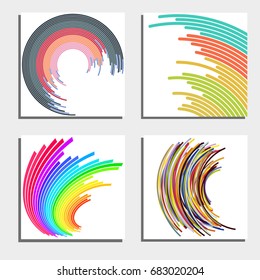 Set of four beautiful abstract backgrounds. Abstract flash light circles. Vector illustration.