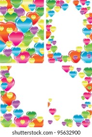 Set of four beautiful backgrounds with hearts,vector illustration