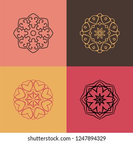 Set with four beautiful Mandalas. Vector decorative elements for your design.  Flower, oriental patterns