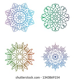 Set with four beautiful Mandalas. Vector decorative elements for your design.  Flower, oriental patterns