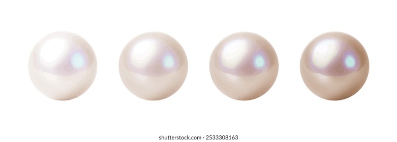 A set of four beautiful, pearl-like spheres with a luxurious glossy finish.

