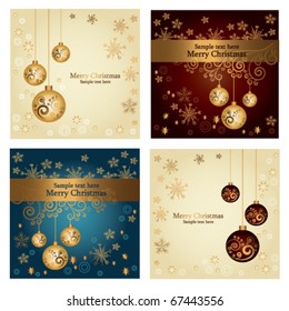Set of four beautiful winter card