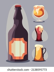 conjunto de cuatro vasos de cerveza