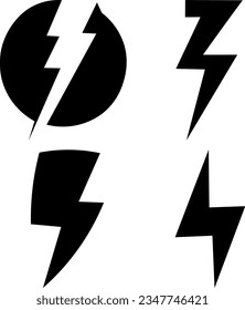 set of four black arrows bolt icon