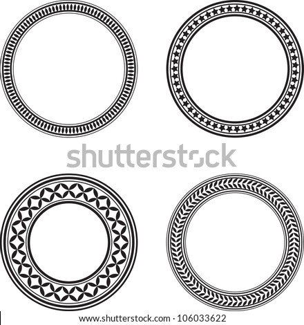 Set of four black circle design elements