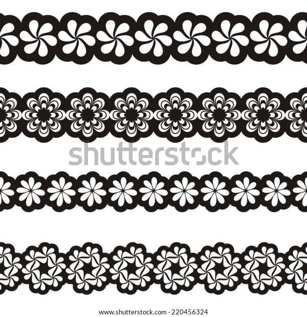 Set of\
four black floral decorative ornamental\
borders