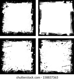 Set of four black grunge frames. eps10