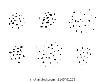 Set of four black grunge spots for your design. Abstract painted background templates. Dots