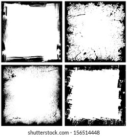 Set of four black grunge square backgrounds. eps10