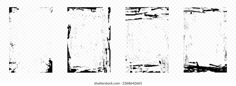 Set of four black grungy border frames for your design - vector illustration