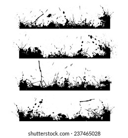 Set of four black ink blots design elements. eps10