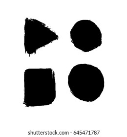 Set of four black ink geometric shapes. Vector design element