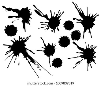 Set of four black ink splash.