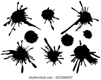 Set of four black ink splash.
