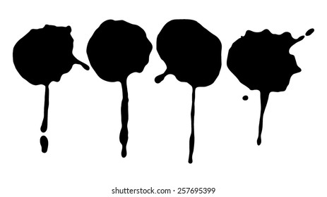 Set of four black ink splash.