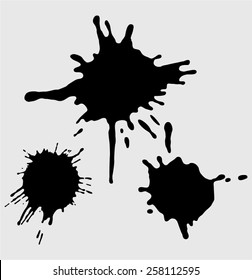 Set of four black ink splash.
