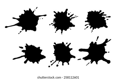 Set of four black ink splash.