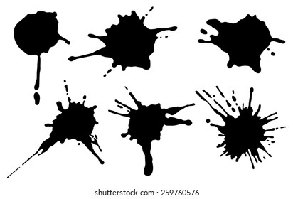 Set of four black ink splash.