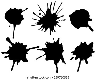 Set of four black ink splash.