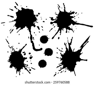 Set of four black ink splash.