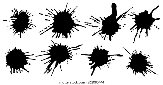 Set of four black ink splash.