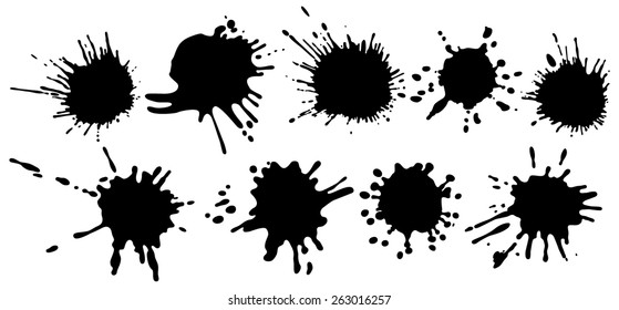 Set of four black ink splash.