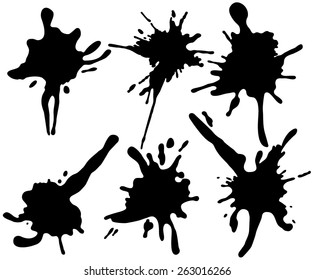 Set of four black ink splash.