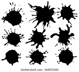 Set of four black ink splash.