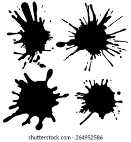 Set of four black ink splash.