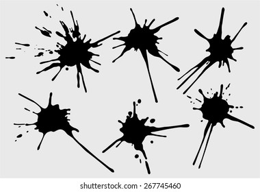 Set of four black ink splash. 