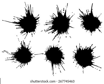Set of four black ink splash. 