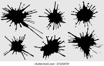 Set of four black ink splash.